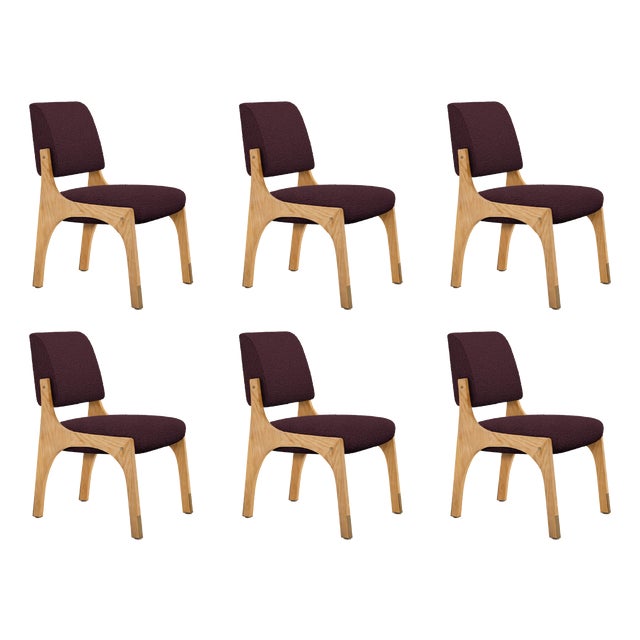Arches II Dining Chairs in Oak and Bouclé from Insidherland, Set of 6 For Sale