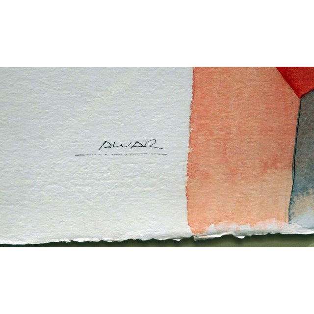 Impressionist Sunol Alvar"Figure Study"Art Watercolor Custom Frame Hand Signed For Sale - Image 3 of 3