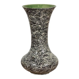 Tall Prem Collection Artisan Made Black & White Vase with Dripping Décor For Sale
