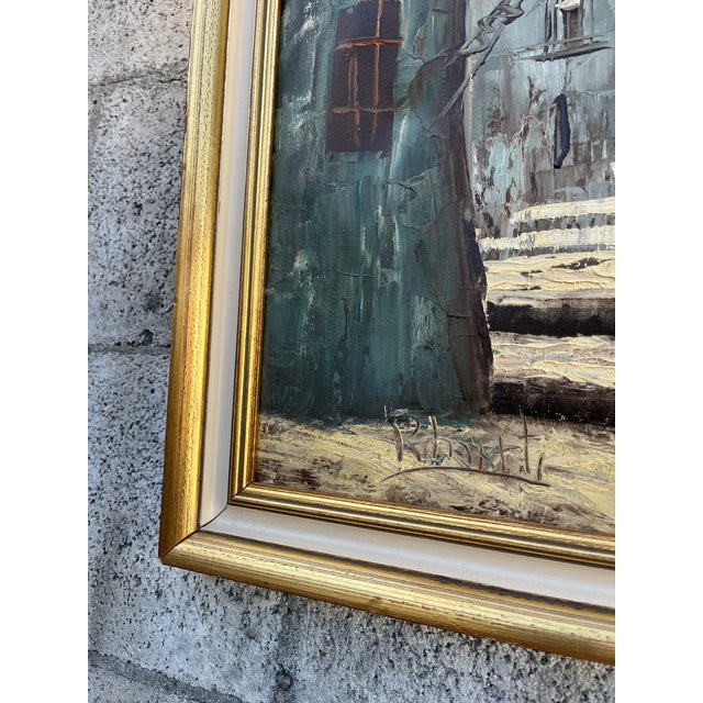 Mid Century Architectural Landscape Oil Painting Framed and Signed by the Artist. Circa 1960s For Sale - Image 12 of 15