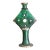Vintage Moroccan Tamegroute Green Glazed Candle Holder With Brass Accents For Sale