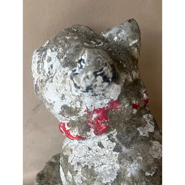 Antique Weathered French Bull Dog Concrete Dog Statue, C. 1940's For Sale - Image 11 of 15