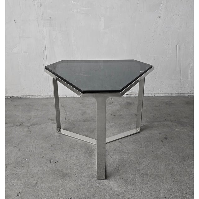 Mid-Century Modern Donghia Kravet Forma Table in Polished Chrome and Smoked Glass - 6 Available For Sale - Image 3 of 16