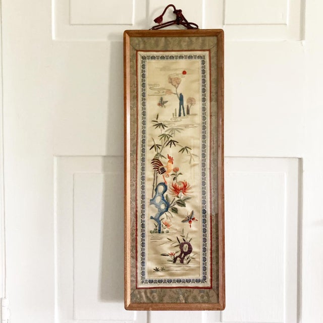Antique Late 19th Century Silk Embroidered Panel For Sale - Image 11 of 11