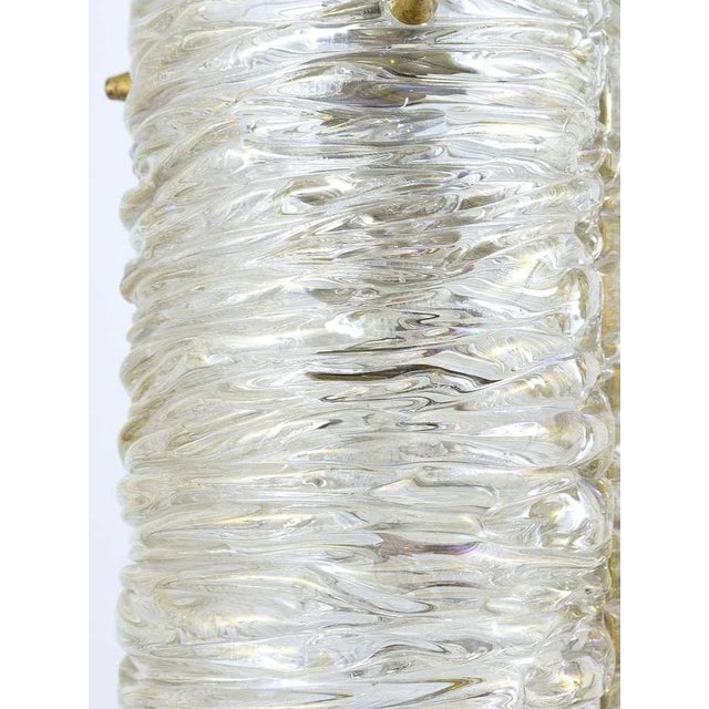 White Mid-Century Glass Tube & Brass Pendant Lamp attributed to J. T. Kalmar for Kalmar, Austria, 1950s For Sale - Image 8 of 11