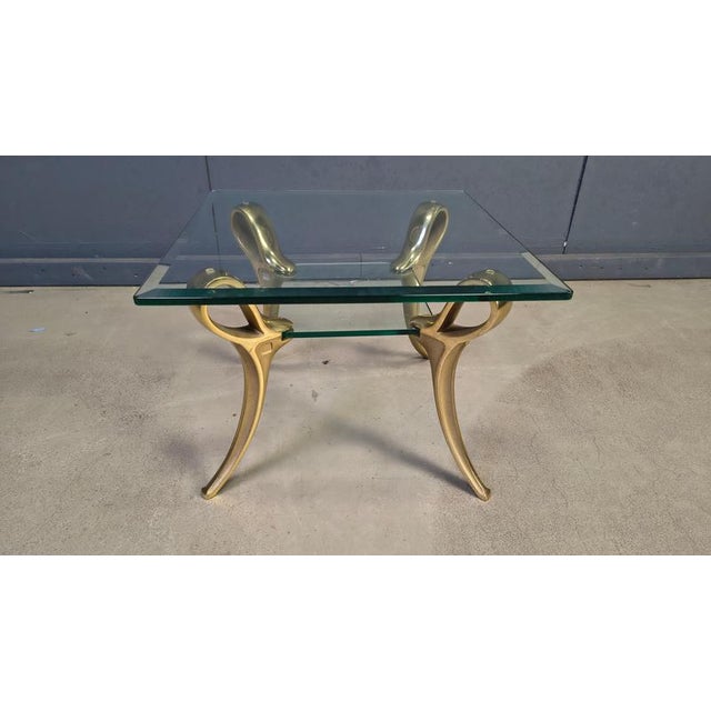 Brass and Glass Coffee Table, 1970s For Sale - Image 10 of 13