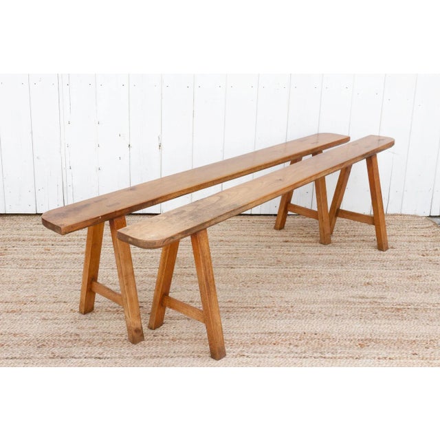 19th Century Pair of Antique French Fruitwood Benches For Sale - Image 5 of 13