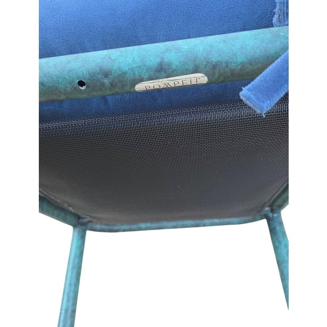 Hollywood Regency 2 Vintage Pompeii Babylon Designer Side Chairs Twisted Aluminum Faux Verdigris For Sale - Image 3 of 14