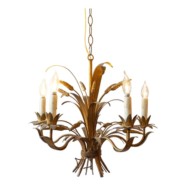 Mid 20th-Century French Wheat Sheaf Chandelier, Inspired by Coco Chanel For Sale