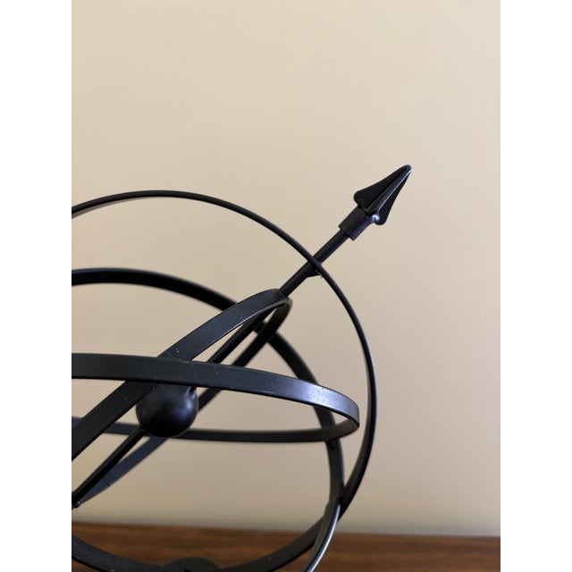 Vintage English Country Iron Black Garden Armillary Sundial For Sale - Image 4 of 10