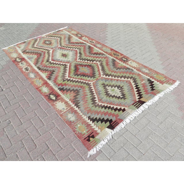 Mid 20th Century 1960s Turkish Handmade Area Rug For Sale - Image 5 of 13