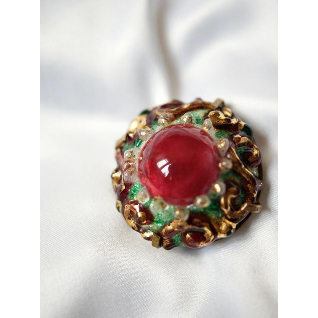 Enamel Brooch by E.G. for Limoges, 1940-1950 For Sale - Image 3 of 7