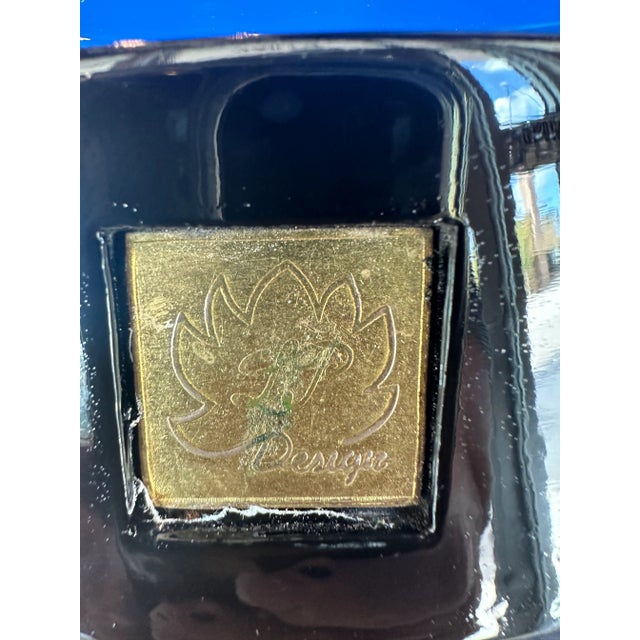 Paint Vintage Blue Lacquered Modern Freeform Abstract Wave Round Statue Sculpture For Sale - Image 7 of 12