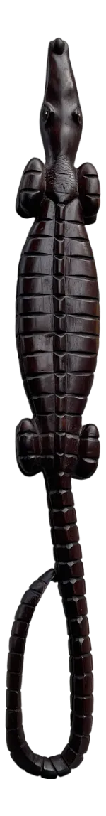 Large Vintage Hand-Carved Dark Wood Crocodile, 1970s