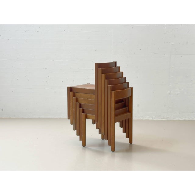 Mid-Century Minimalist Stackable Wooden Chair For Sale - Image 11 of 14