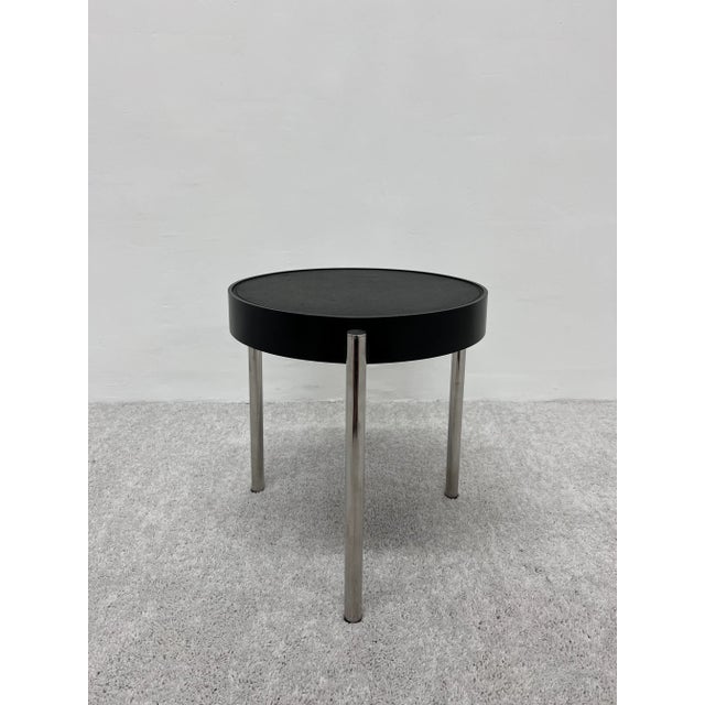 Brighella 634 side table from the Historical Archive collection of Zanotta Spa., 1980s. Top is stain resistant black...