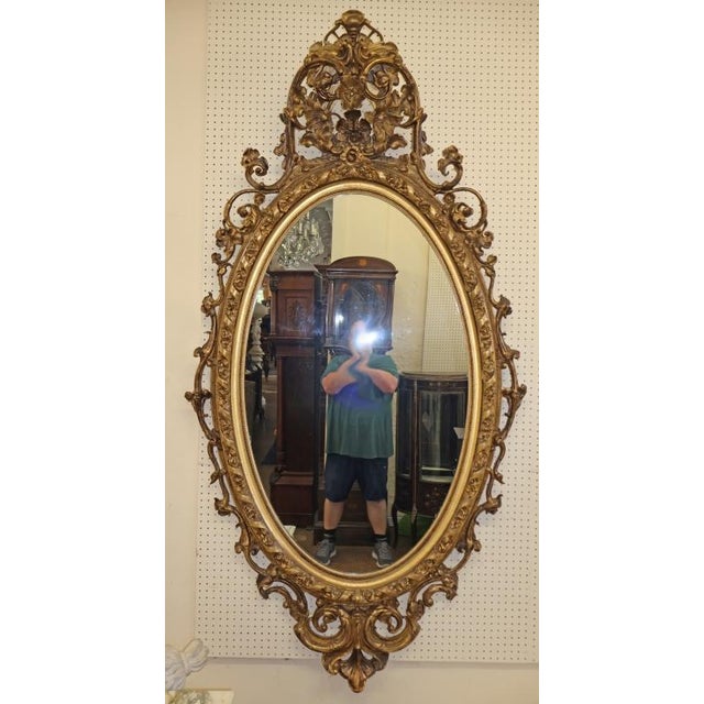 Large Mid 19th Century Gold Gilt American Philadelphia Floral Wall Mirror For Sale - Image 13 of 18