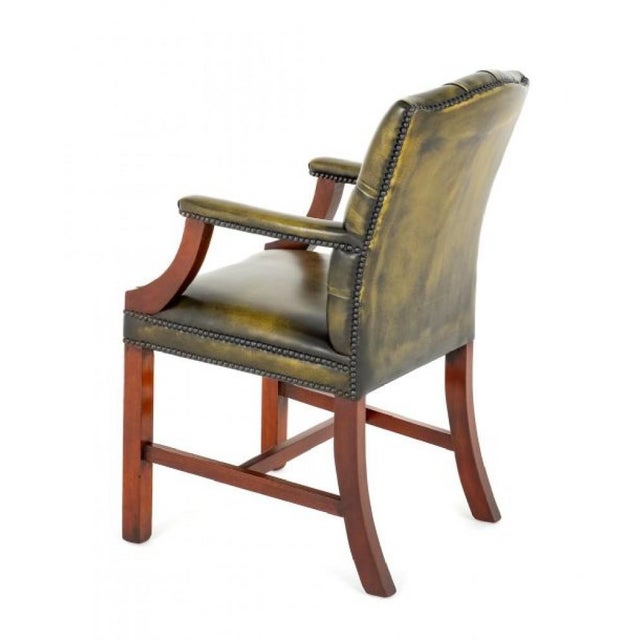Georgian Revival Style Gainsborough Armchair in Leather and Mahogany, 1930s For Sale - Image 4 of 9