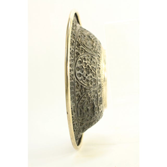 Silver Circa 1900 South East Asia Low Grade Silver Bowl Floral and Zoomorphic Repousse For Sale - Image 8 of 12