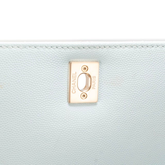 Chanel Coco Handle Medium Flap Caviar Leather Light Blue Gold-Tone Hardware Bag For Sale - Image 11 of 15