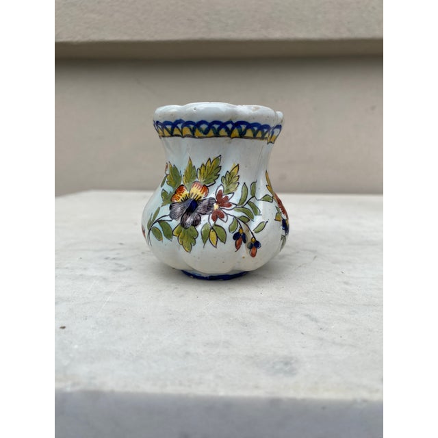 French Country Petite French Faience Handled Pot or Vase Desvres, Circa 1900 For Sale - Image 3 of 7