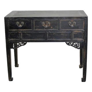 Antique Chinese 40" Three-Drawer Console Table For Sale