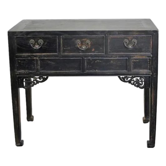 Antique Chinese 40" Three-Drawer Console Table For Sale