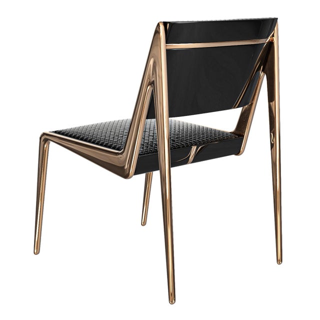 "Vanquish" Chair With Bronze and Tailor Made Leather For Sale In Los Angeles - Image 6 of 8