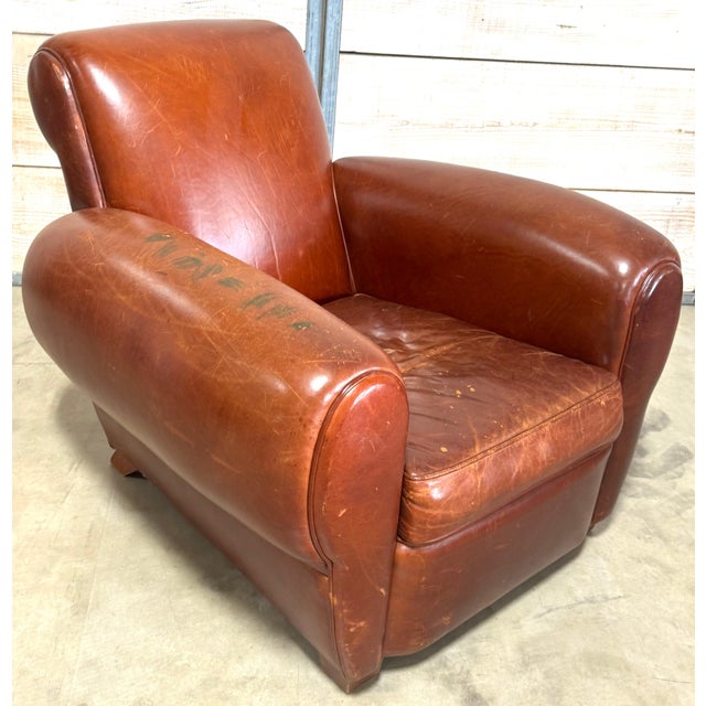 Oversized French Modern Leather Club Chair, France, Circa 1960s For Sale - Image 13 of 18