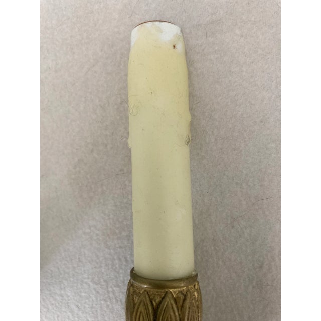 Bronze Early 20th Century Neoclassical French Empire Bronze 2 Arm Electrified Wax Candle Wall Sconces - a Pair For Sale - Image 8 of 13