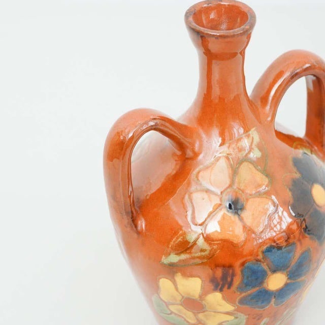 Ceramic Catalan Hand-Painted Ceramic Vase by Diaz Costa, 1960s For Sale - Image 7 of 13