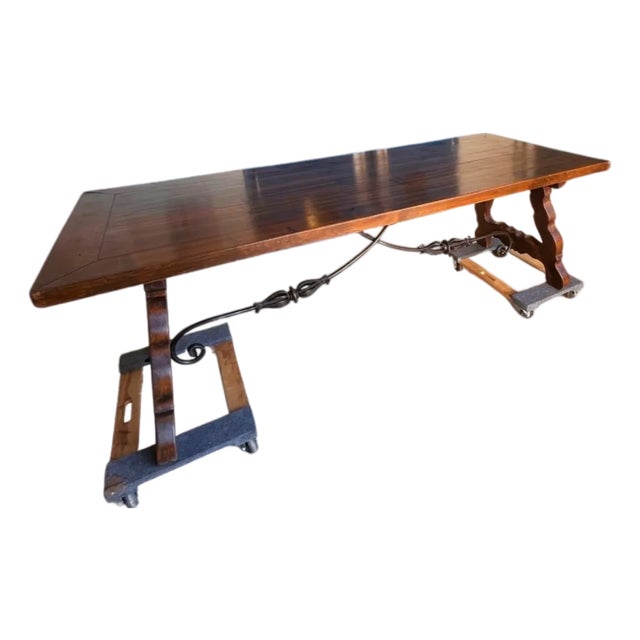 19th Century Spanish Trestle Dining Farm Table For Sale