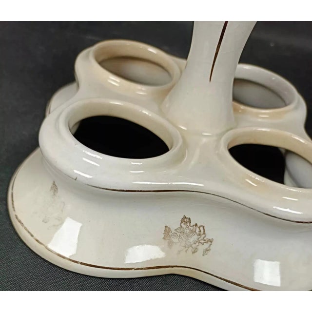 Ceramic Vintage Glass and Faience Condiment Set With Floral "China" Design- 5 Pieces For Sale - Image 7 of 12