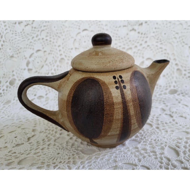 Modern 1960s German Sgrafo Modern Stoneware Tea Pot For Sale - Image 3 of 7