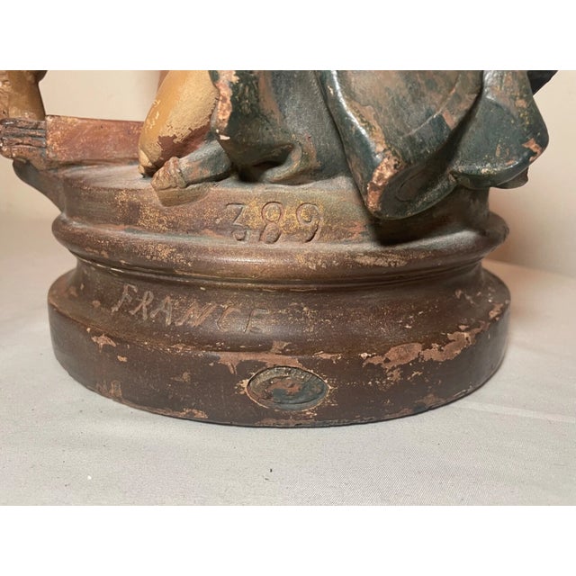 Large Antique Handmade Nude Cherub Cupid Pottery Sculpture Statue Terracotta For Sale - Image 12 of 15