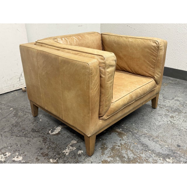 Contemporary Contemporary Tan Leather Armchair For Sale - Image 3 of 12