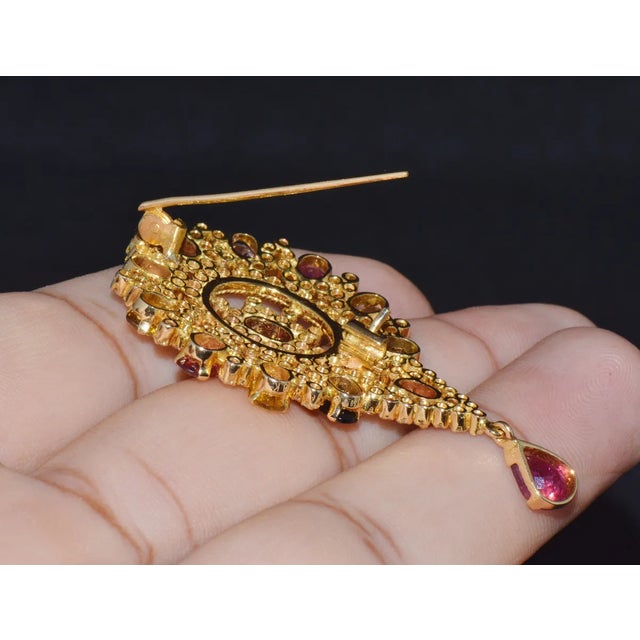 Contemporary Certified Natural 10.46Cts VS G Diamond Multi Tourmaline 18K Gold Pendant Brooch For Sale - Image 3 of 10