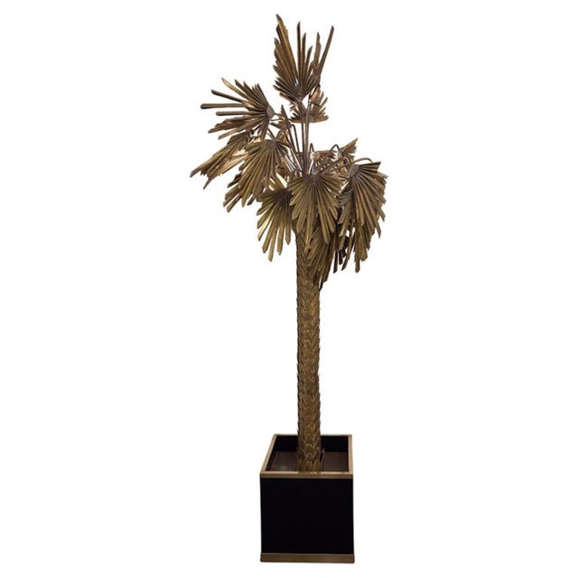 Mid-Century Modern Palm Floor Lamp in Brass, 1970s For Sale - Image 4 of 7