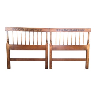 L. Hitchcock Harvest Maple Paint Decorated Twin Headboards - a Pair For Sale