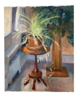 Potted Plant on Pedestal Oil Painting by Ronald Seager