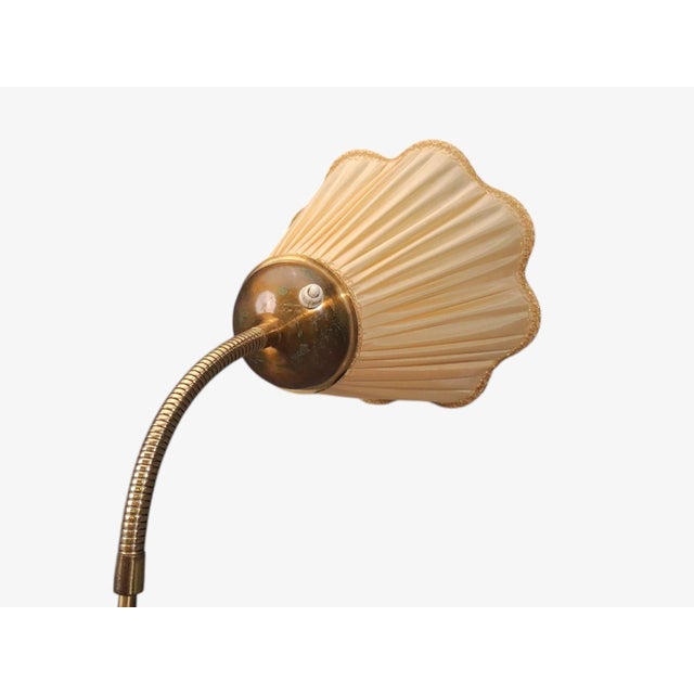 1950s Mid Century Modern, Double Light Floor Lamp, Wood, Brass, Fabric For Sale In New York - Image 6 of 12