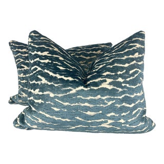 Cowtan & Tout "Khan" in Indigo 16"x20" Pillows-A Pair For Sale