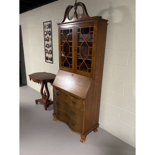 Antique Chippendale Style Secretary Desk For Sale - Image 4 of 5