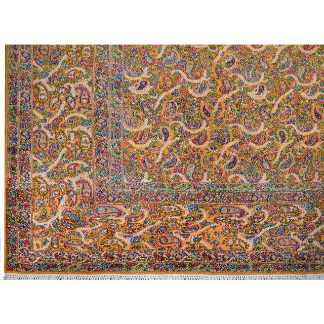 Gold Mid 20th Century Persian Kirman Rug For Sale - Image 8 of 8