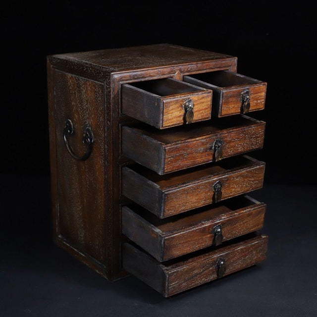Mid 20th Century Vintage Chinese Huali Rosewood 6-Drawer Treasure Cabinet / Jewelry Chest For Sale - Image 5 of 9