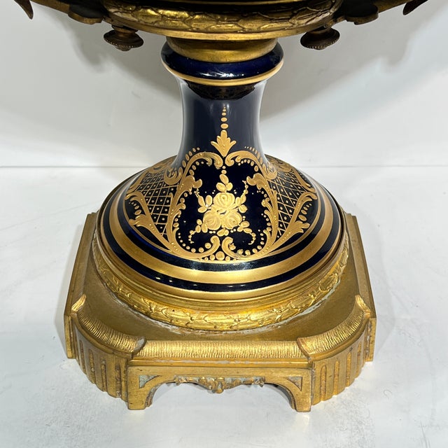 19th Century French Sevres Louis XV Style Porcelain Gilt Bronze Centerpiece Bowl For Sale - Image 12 of 15