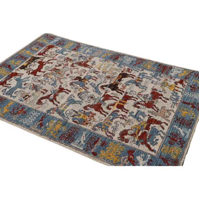 Rug & Kilim Rug & Kilim’s Modern Burano Rug With Colorful Horse and Rider Pictorials For Sale - Image 4 of 7