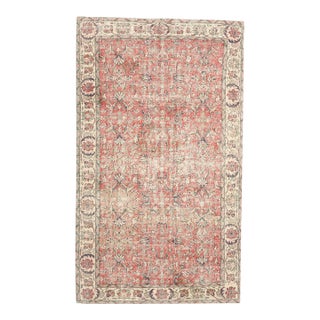 1970s Vintage Turkish Oushak Handmade Wool Cotton Orange Area Rug For Sale