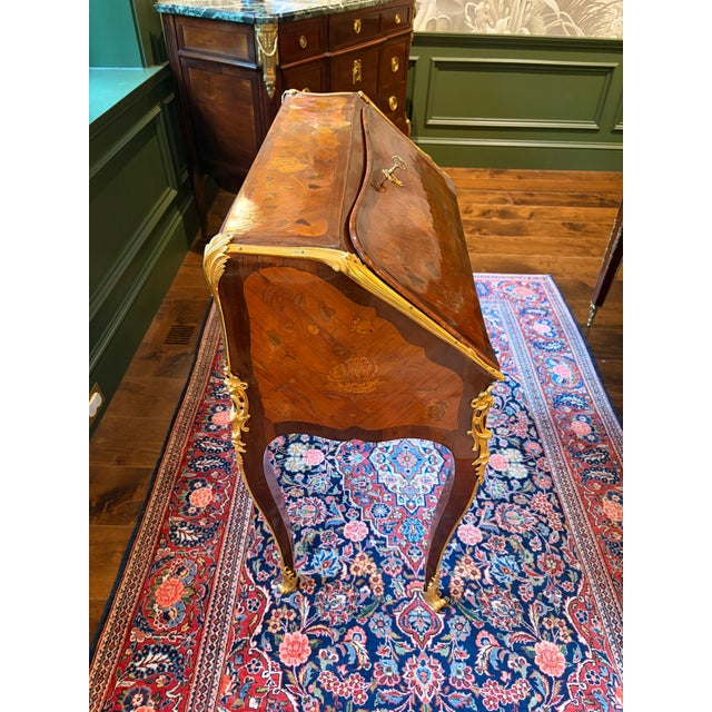 Mid 18th Century Louis XV Bronze-Mounted Parquetry and Marquetry Bureau a Pente Secretaire For Sale - Image 4 of 12