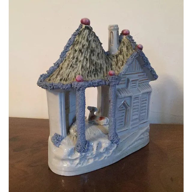 Antique White Early 19th Century English Staffordshire Pearlware Pottery Sheep Barn & Cottage For Sale - Image 8 of 11